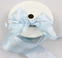 40mm light blue with silver snowflakes silver wire edged organza